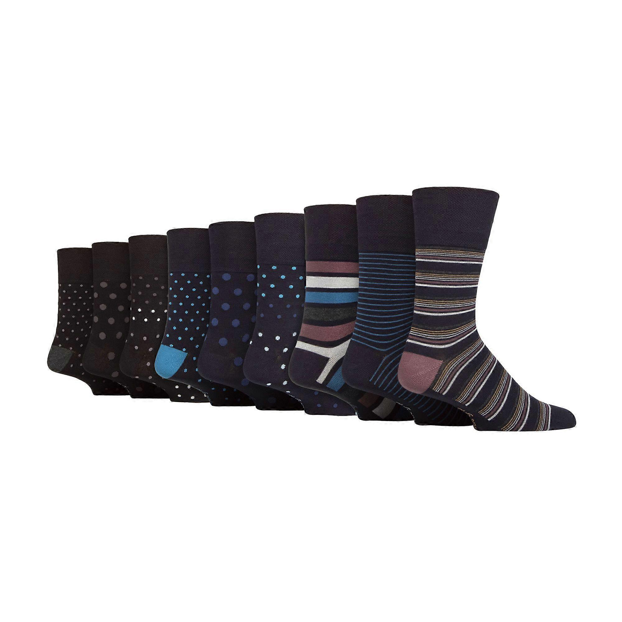 Gentle Grip - 9 Pairs Mens NON ELASTIC Soft Bamboo Socks