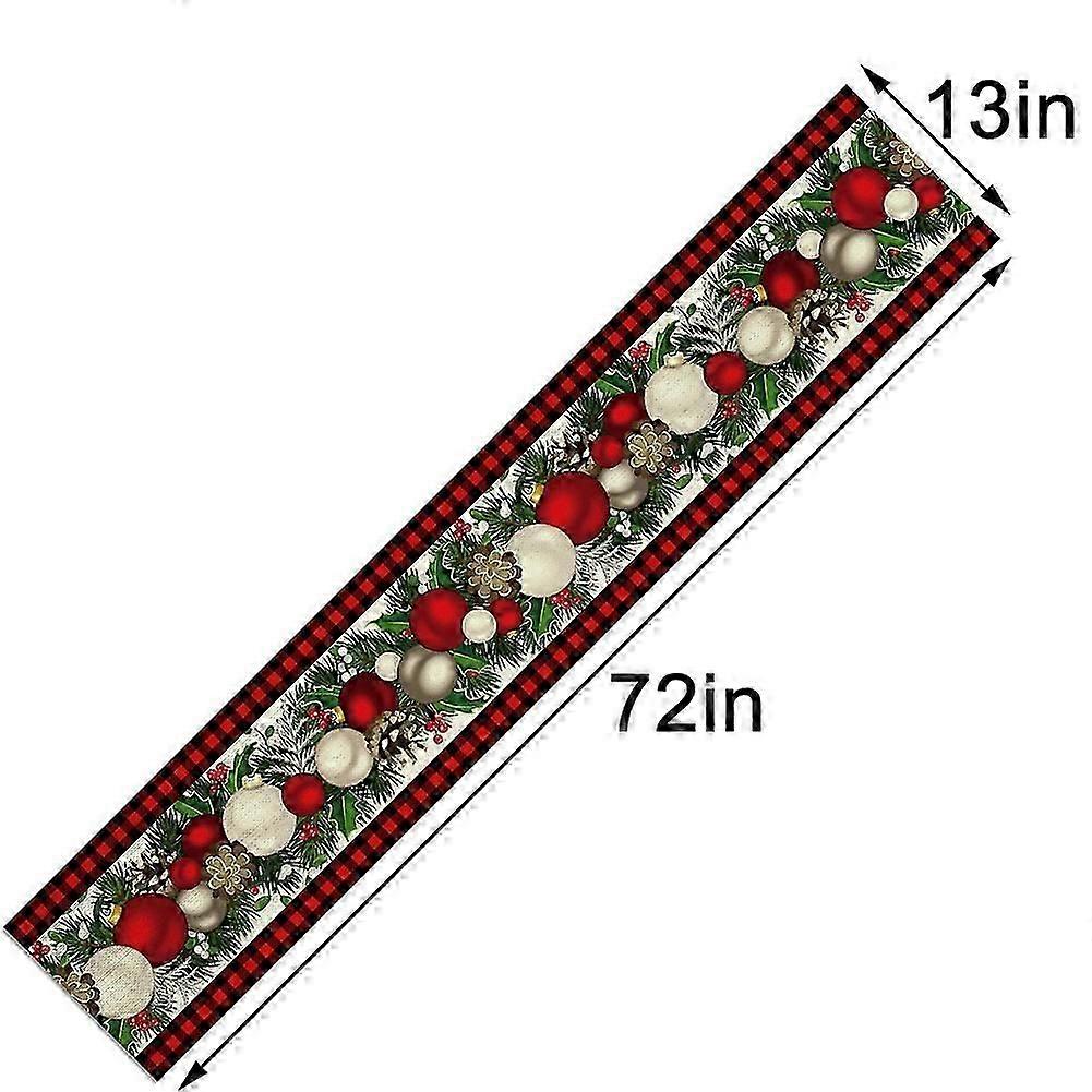 Linen Red and Black Check Plaid Christmas Table Runner 72 Inches Long Seasonal Winter Christmas Table Decoration