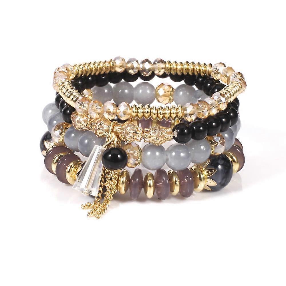 Cterwk 1 Set Bohemian Stackable Bracelets for Women Multilayered Stretched Beaded Bracelets