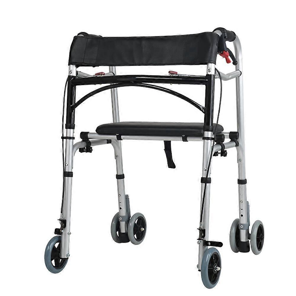 Folding Rollator 5Inch Wheels Lightweight Adjustable 6Lb Adult Walking Frame Folds for Storage and Transport
