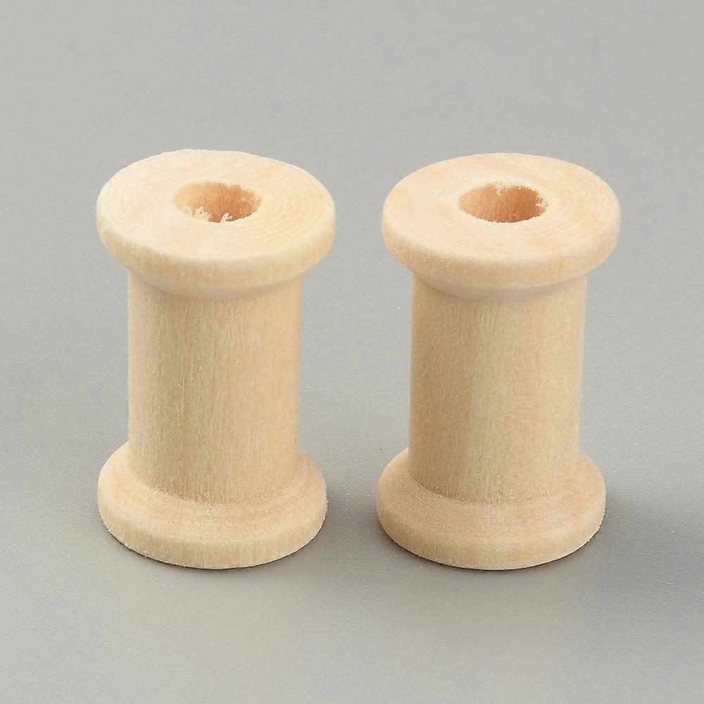 100pc Wooden Empty Spools for Wire Thread Bobbins BurlyWood 2.3x1.4cm