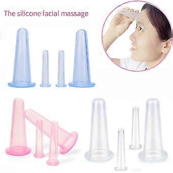 4 stk silikone ansigtsmassagekopper cupping enhed, ansigtscupping sæt silikone kopper, ansigt og øje cupping massage til ansigt halshud (2 små &2 store)