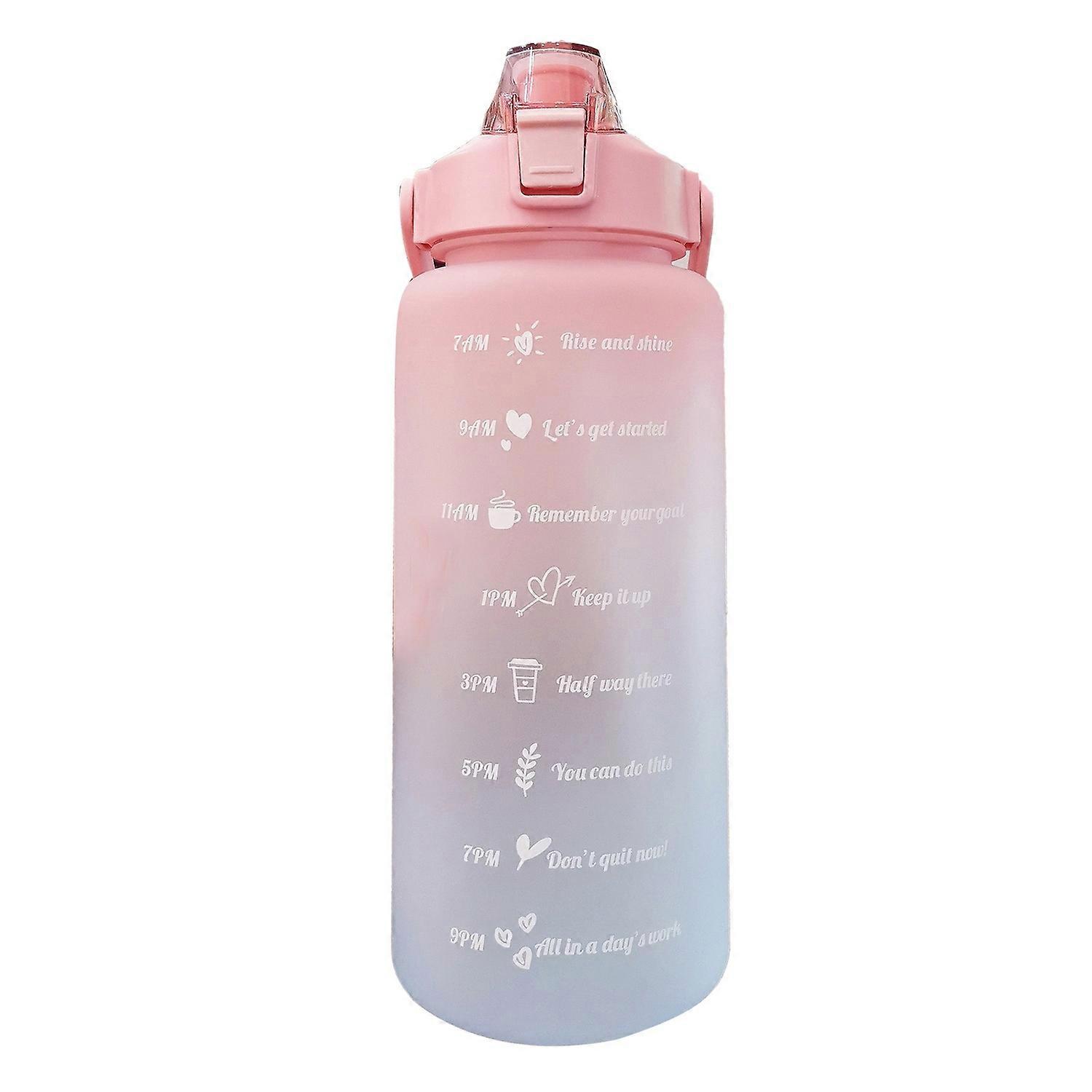 Straw Bottle Leakage Proof Frosted Gradient Color One Click Open Sports Water Cup with Handle Clear 