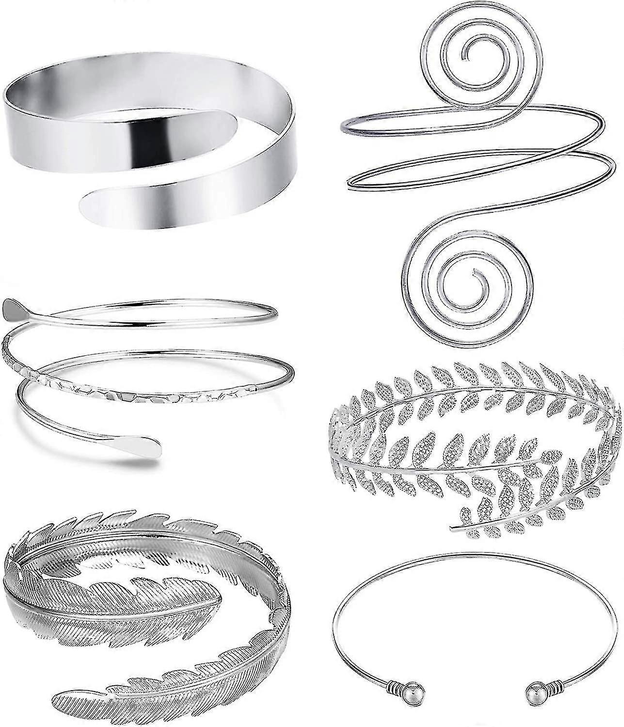 6 pièces de brassards, dames Argent Or Ensemble de brassards réglables