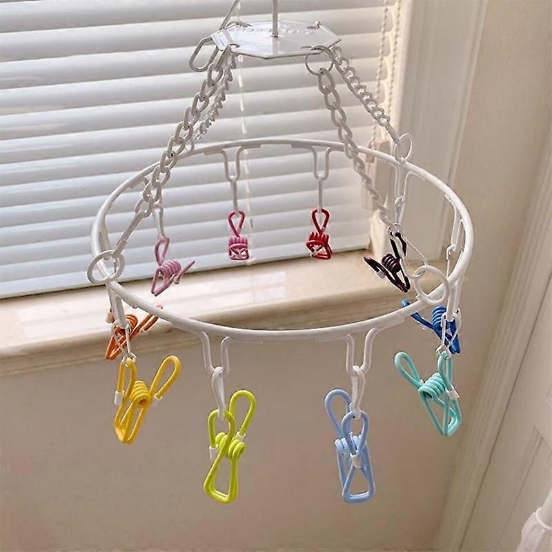 Clips Laundry Rack Dormitory Clamp Circular Clothes Drying Non Drop Multi Function Candy Color 16