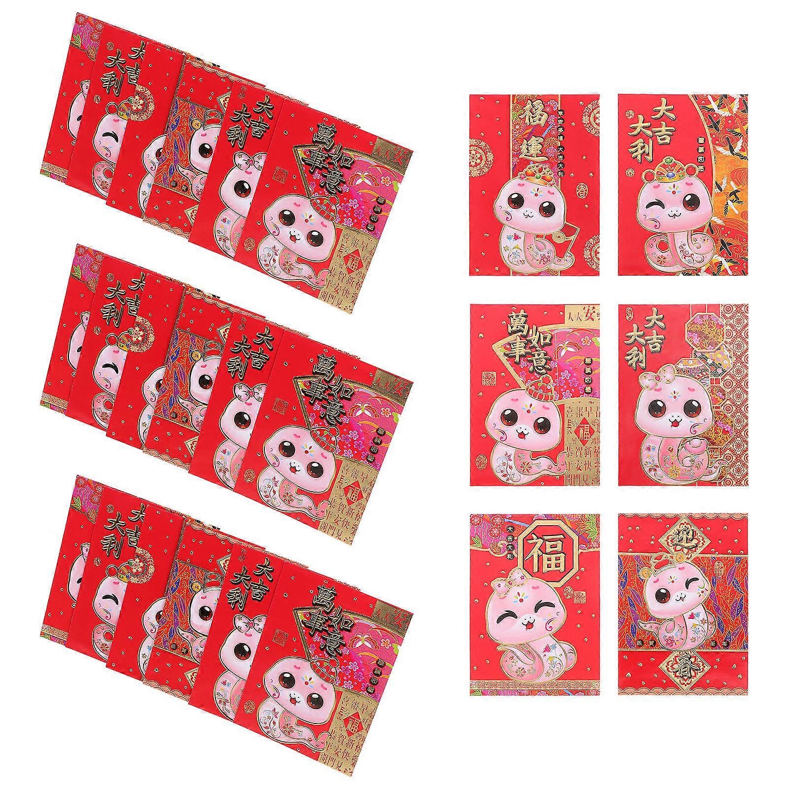 2025 Red Envelopes Creative Red Packet for New Year 60Pcs Paper Design