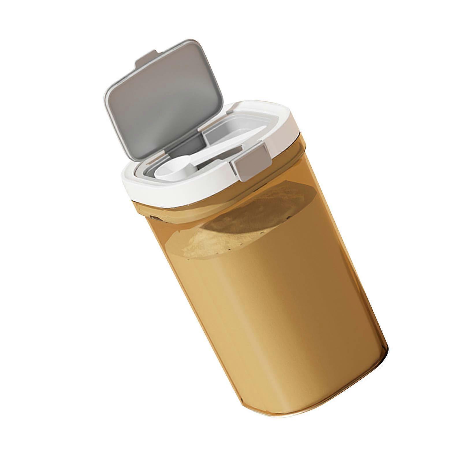 Modern Designs Kitchen Storage Canister 1800ml With Measuring Spoon Stackable Space Saving ABS Materials Container  Tea color