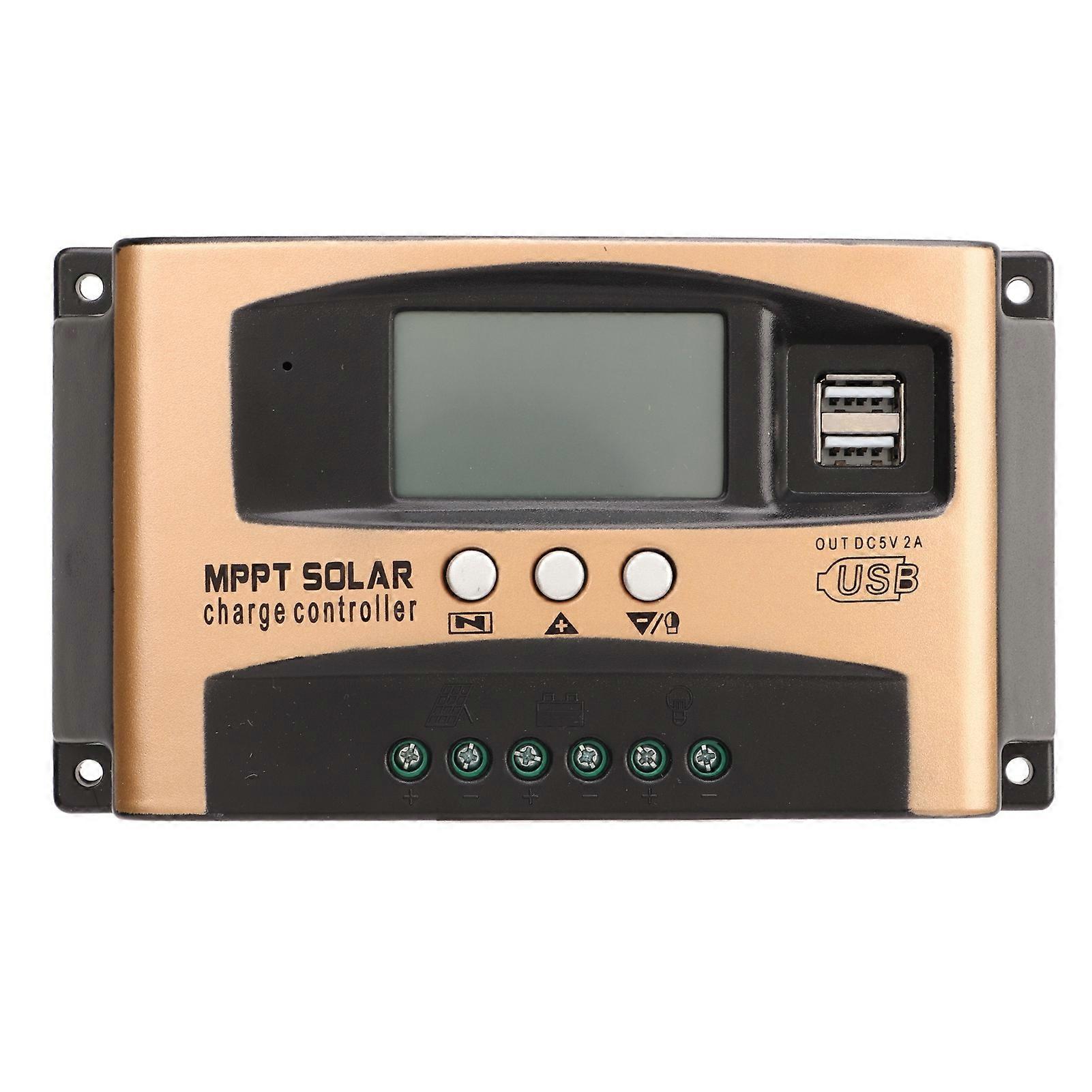 Solar Charge MPPT Charge Controller Solar Panel Regulator with LCD Display Paremeter Adjustable Gold