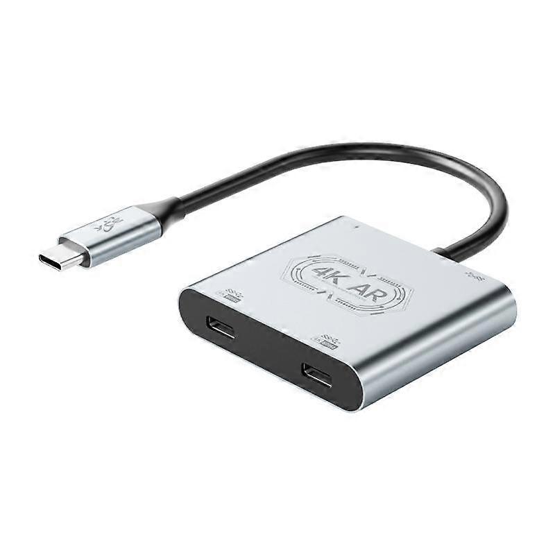 V77G 4K 60Hz USB-C / Type-C to Dual Type-C, PD 100W, USB 3.0 AR Glasses Charging Converter Adapter