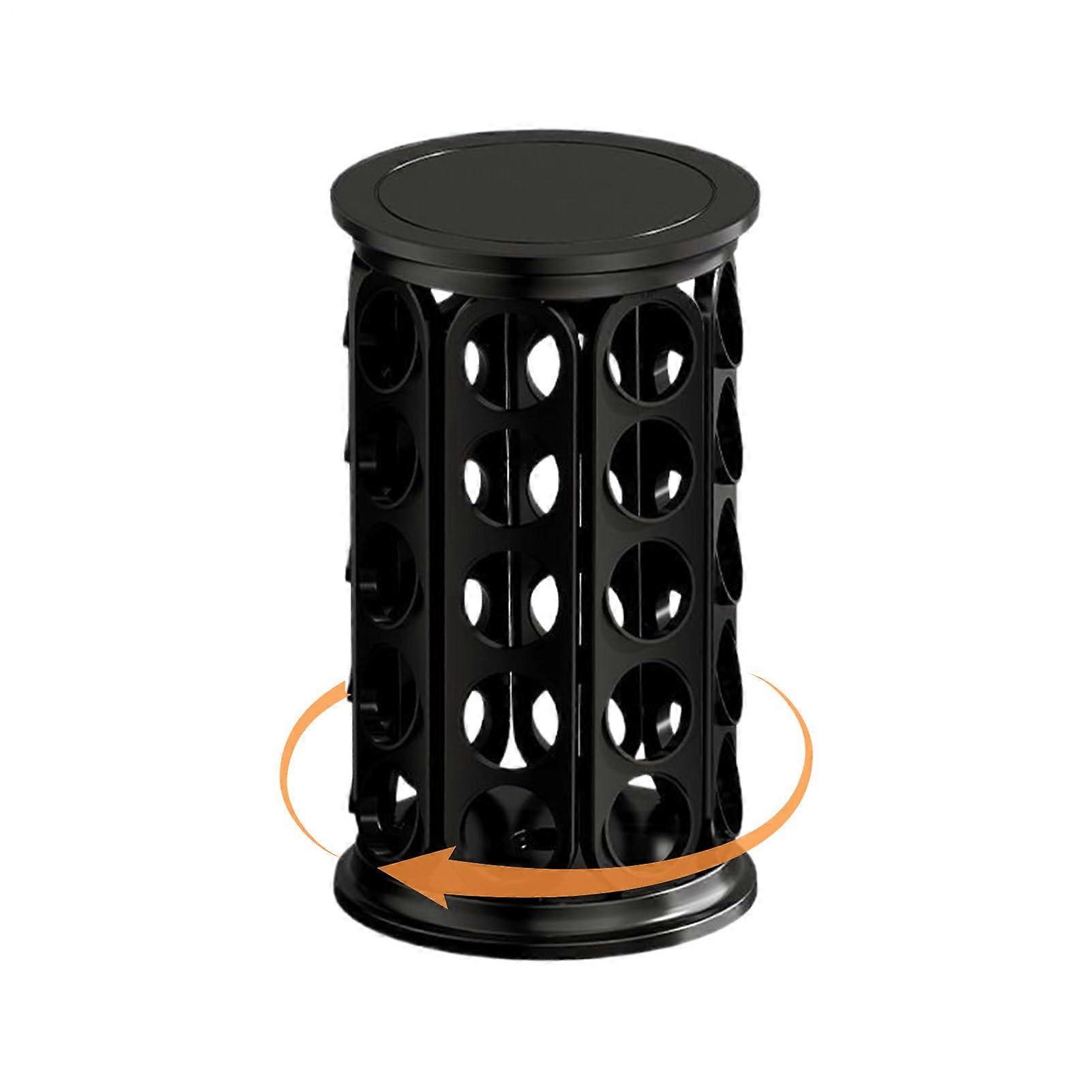 Coffee Pod Holder Rotating Stand Organizer for Kitchen Counter Corner Storage Black