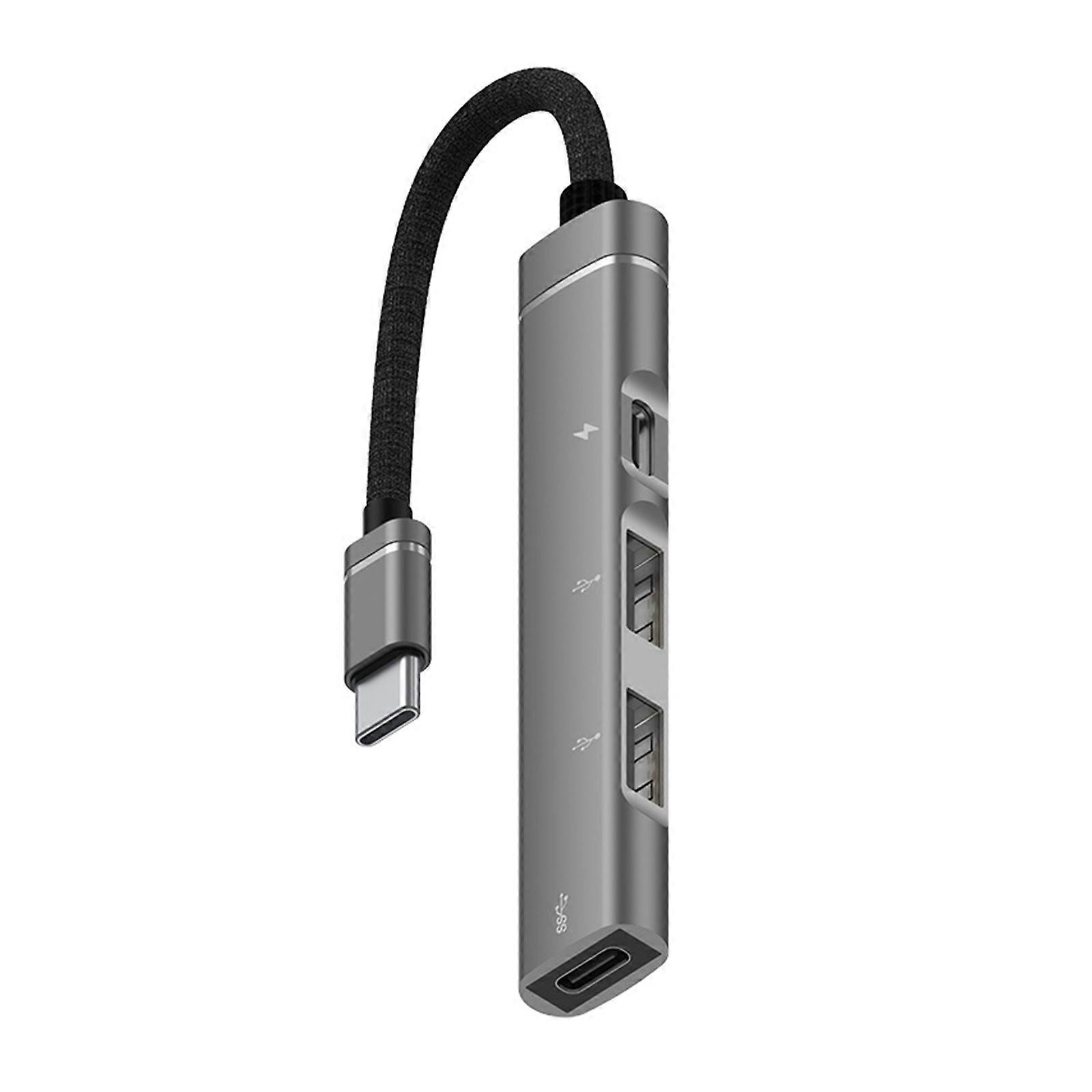 USB C 4 in 1 Hubs With PD Charging 480Mbps Transfer Aluminum Construction Plugs Play For Phone Tablets Computer Multicolor