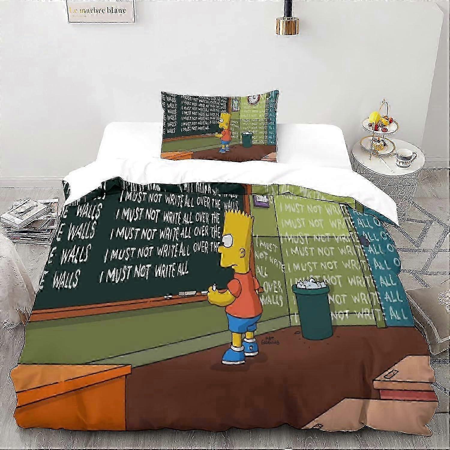 The_Simpsons ložní souprava Animační díly Animační postavy Pohodlné a měkké bavlněné povlečení z mikrovlákna a povlak na polštář Jednoduchý 135*200 CM