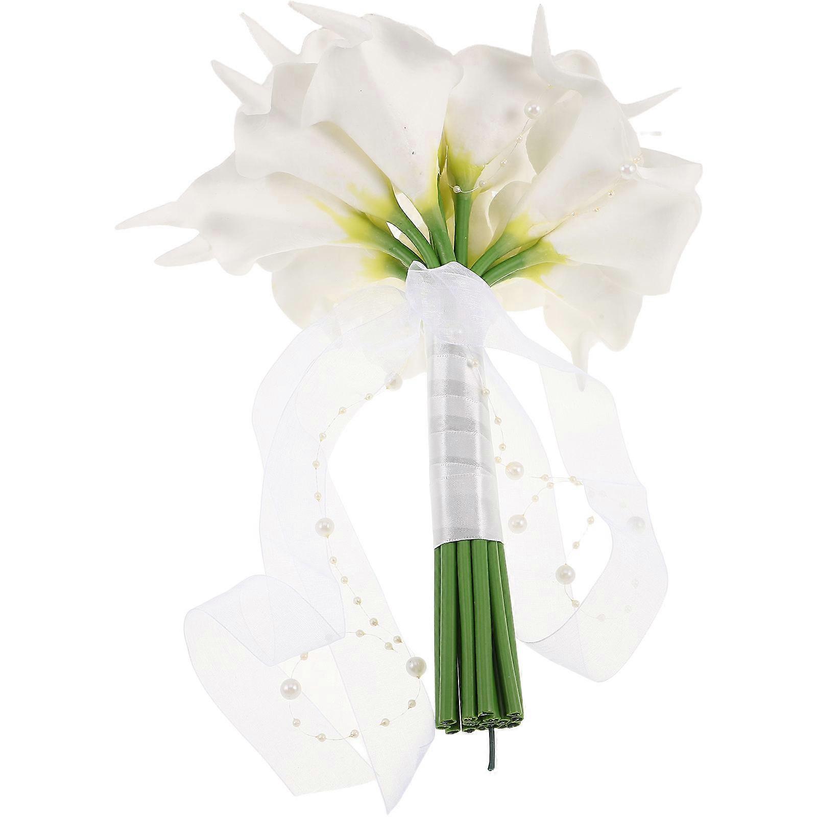Simulated Wedding Blossoms Bouquet for Bride White Lightweight Design