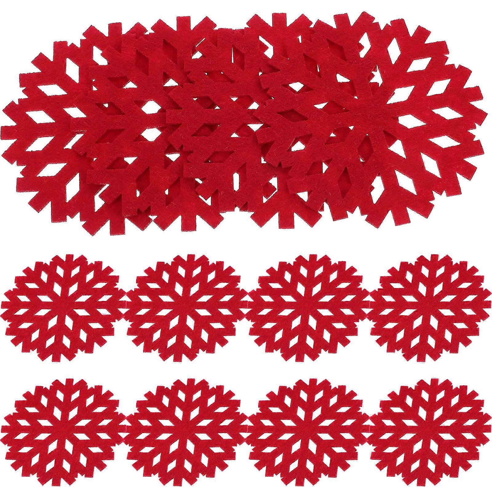 Red Christmas Snowflake Placemat Set for Dining Table with 20Pcs Coasters