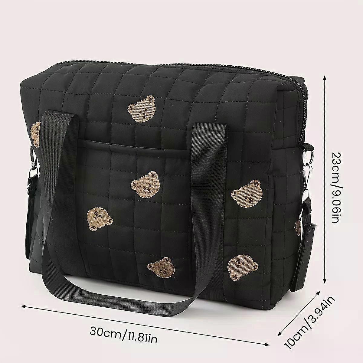 Black Bear Head Stroller Organizer Bag - Large Capacity Durable Polyester Storage Multiple Compartments Ideal for On-the-Go Moms