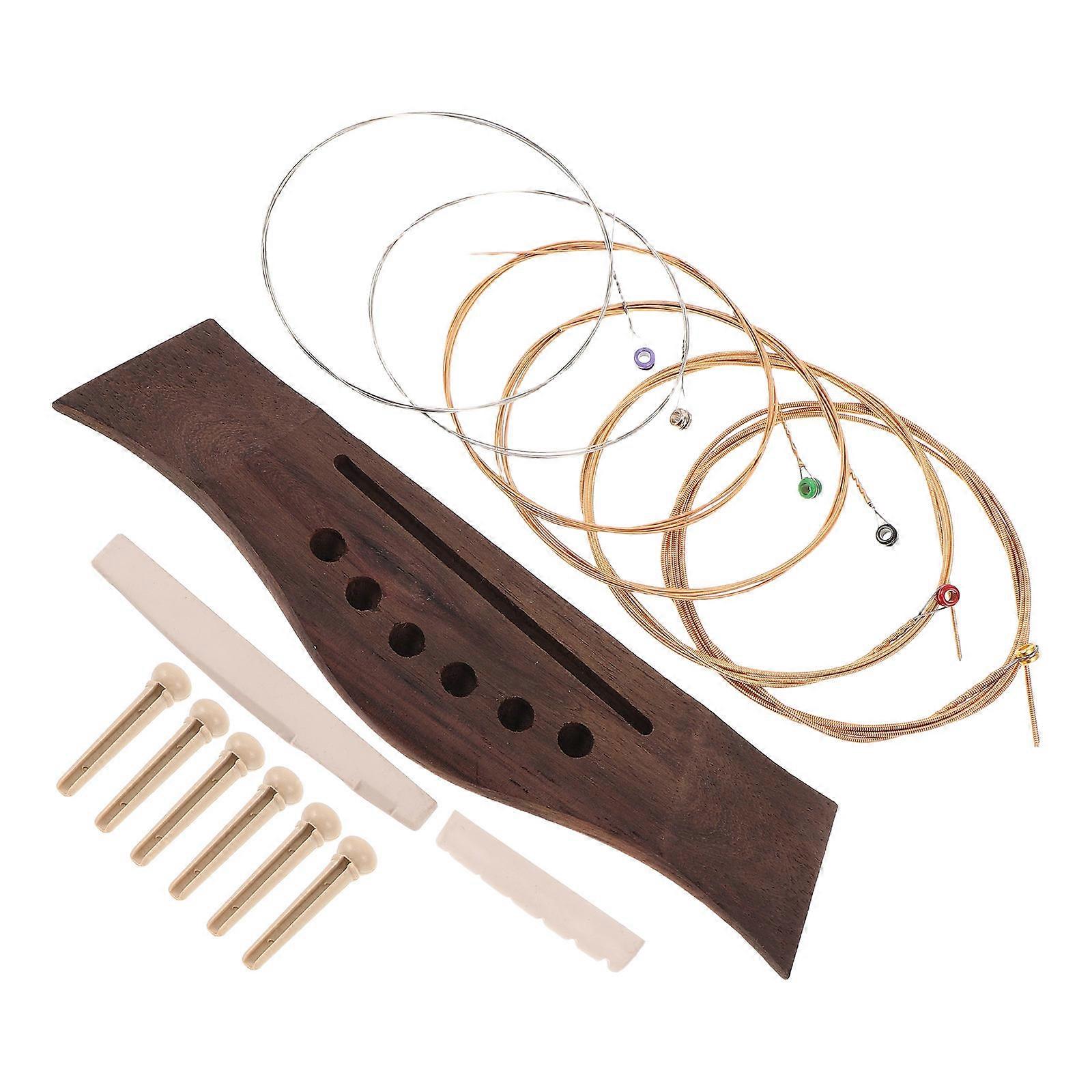 Acoustic Guitar Bridge and Saddle Replacement Kit with Pins 1Set