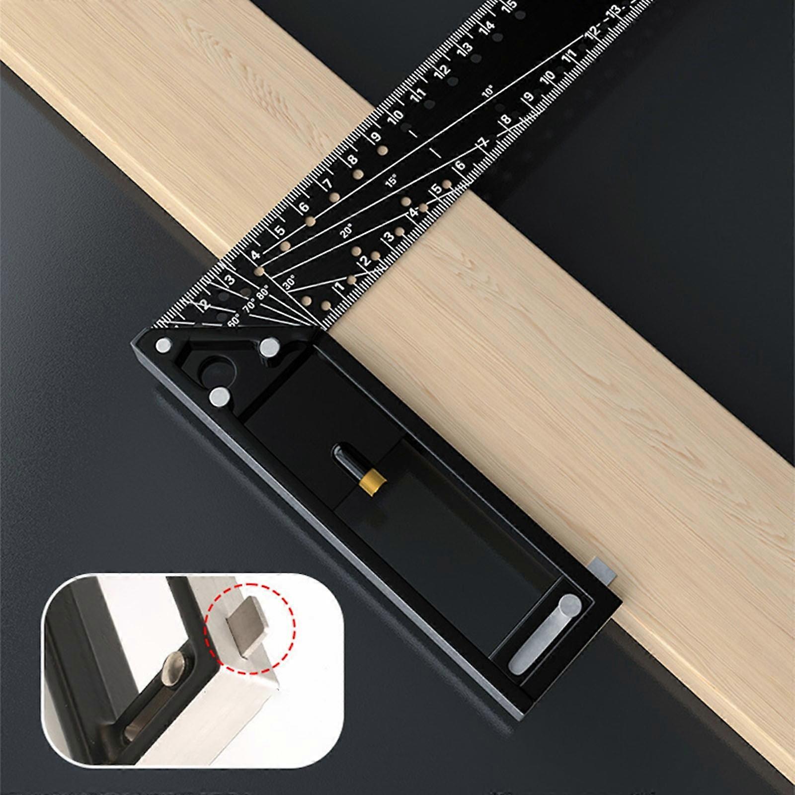 Measuring Ruler Tooltekt Square for Precise Woodworking, 45/90° Multifunctional Angle Gauge (11.8In)