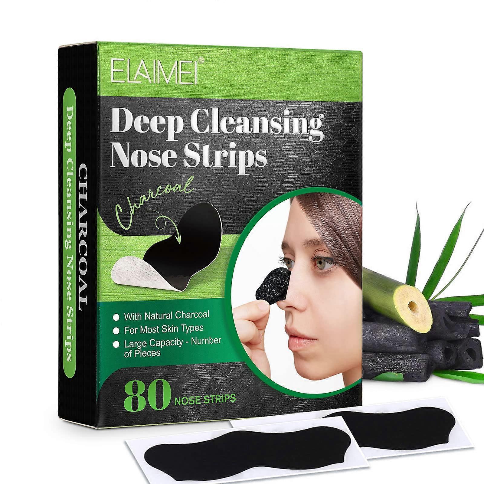 80pcs Charcoal Nose Strips for Deep Pore Cleansing, Oil Control and Skin Tightening for All Skin