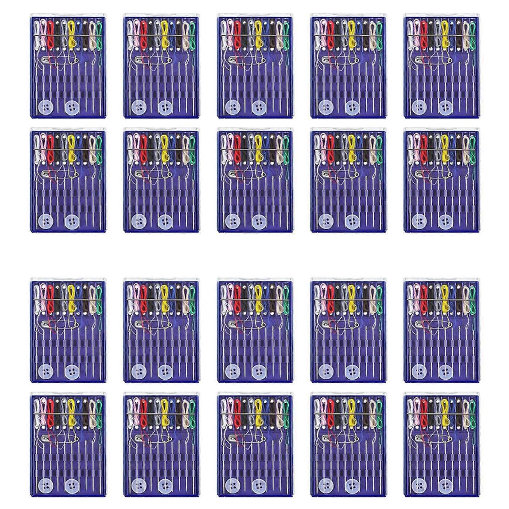 20 Boxes Mini Sewing Kit, Quick Fix Sewing Kit Small Travel Sewing Kit Pre Threaded Needle Kit with Pin Button