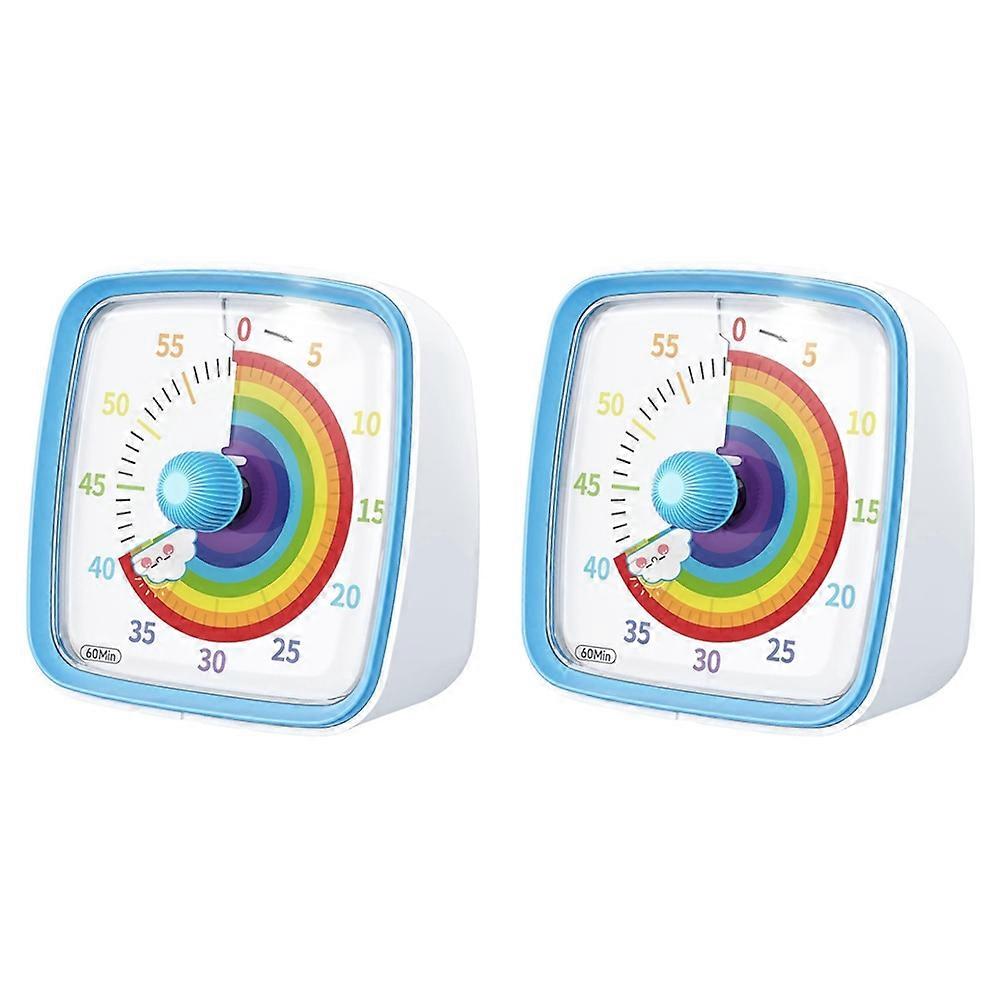 2X 60-Minute Visual Timer with Night Light, Countdown Timer,Pomodoro Timer with Rainbow Pattern for Kids and Adults Blue