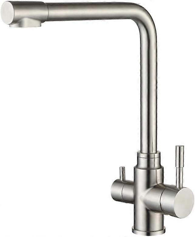 Stainless Steel Kitchen Faucet 3 Way 3 in 1 Water Flow with Filter 360° Swivel Brushed Finish