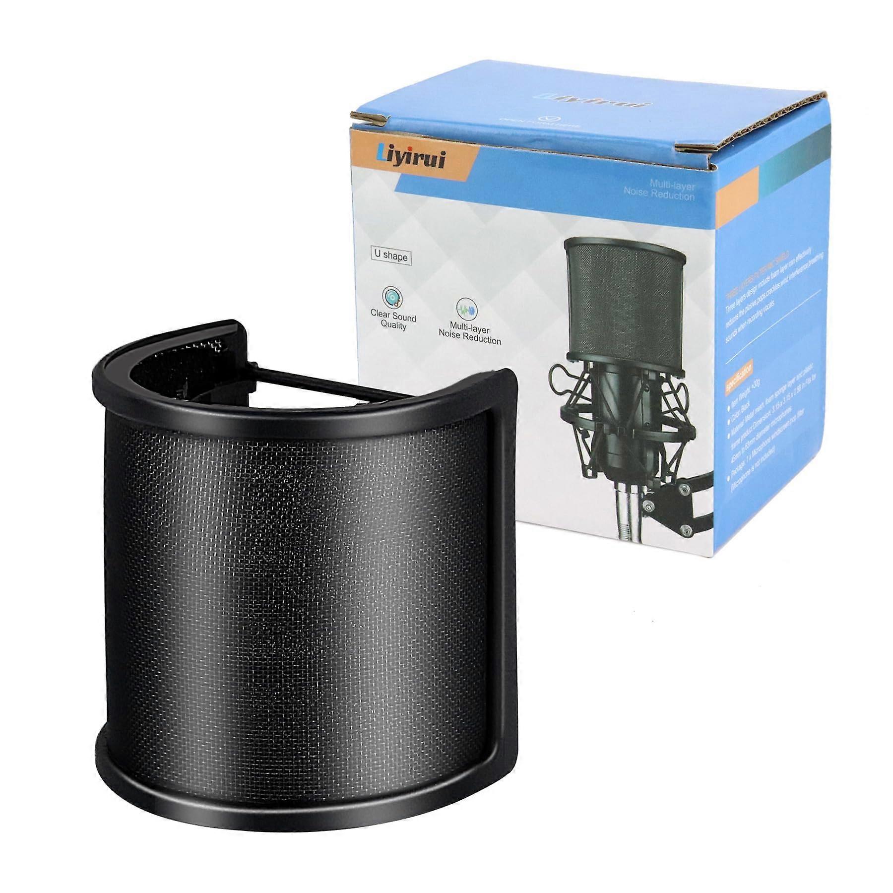 Small Microphone Pop Filter Triple Layer Noise Reduction for 35mm50mm Mics Recording Streaming