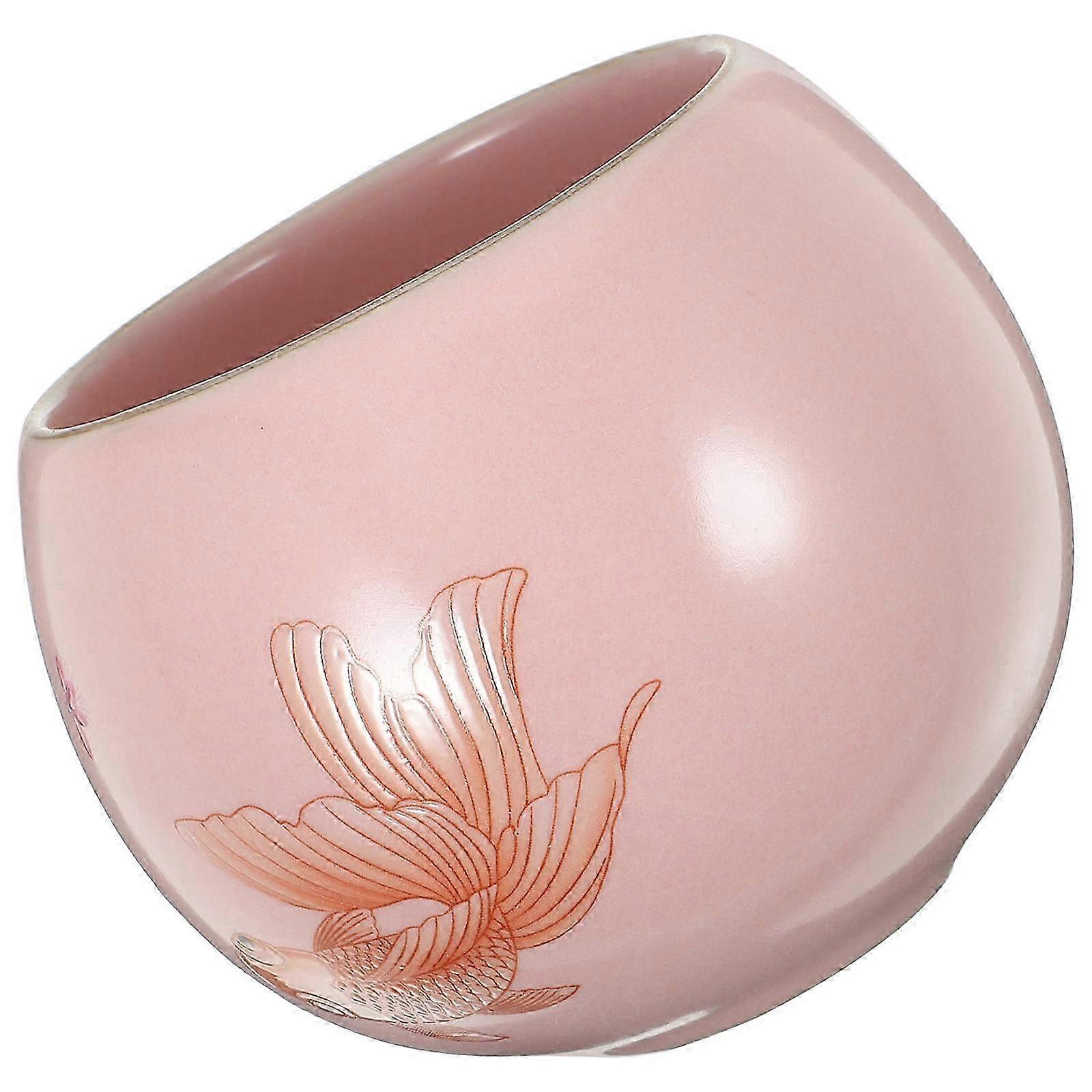 Tea Cup Ceramic Household Item Classic Design Multi-purpose Pink 150ml 1Pcs