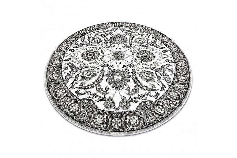 Carpet MATEO 8037/644 circle Classic frame, flowers - structural grey