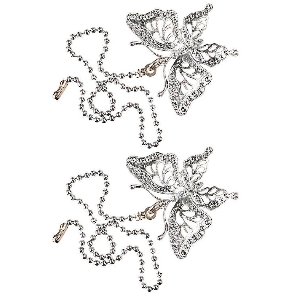 Silver Ceiling Fan Pull Chain Extension with Butterfly Pendant 4Pcs