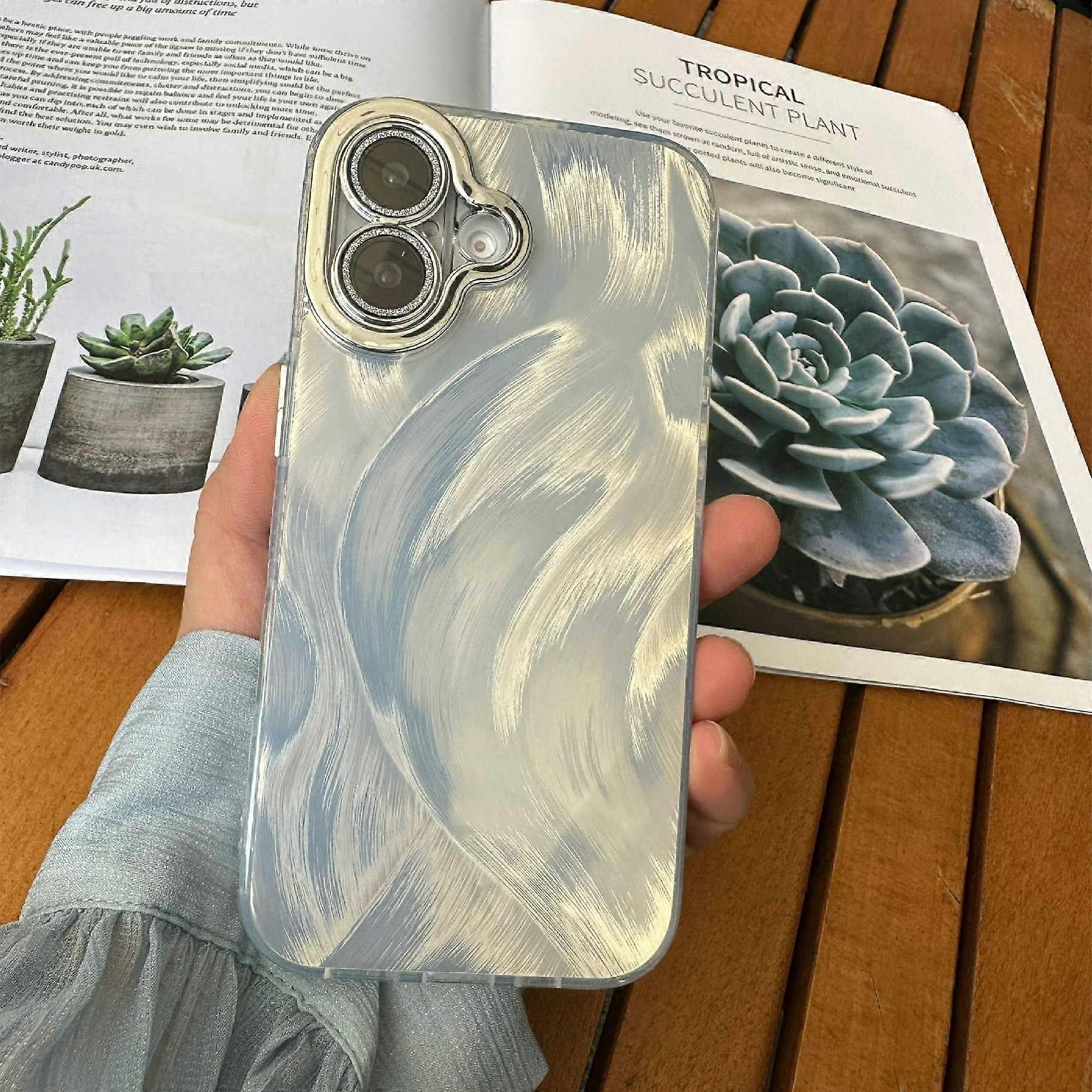 For iPhone 16 Plus Case Shockproof TPU+PC Phone Cover Silk Pattern