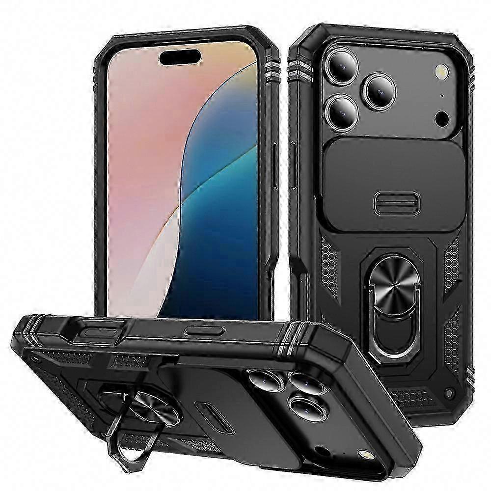 17 Pro Max Case With Slide Camshield Kickstand, Tpu + Pc Protective Cover