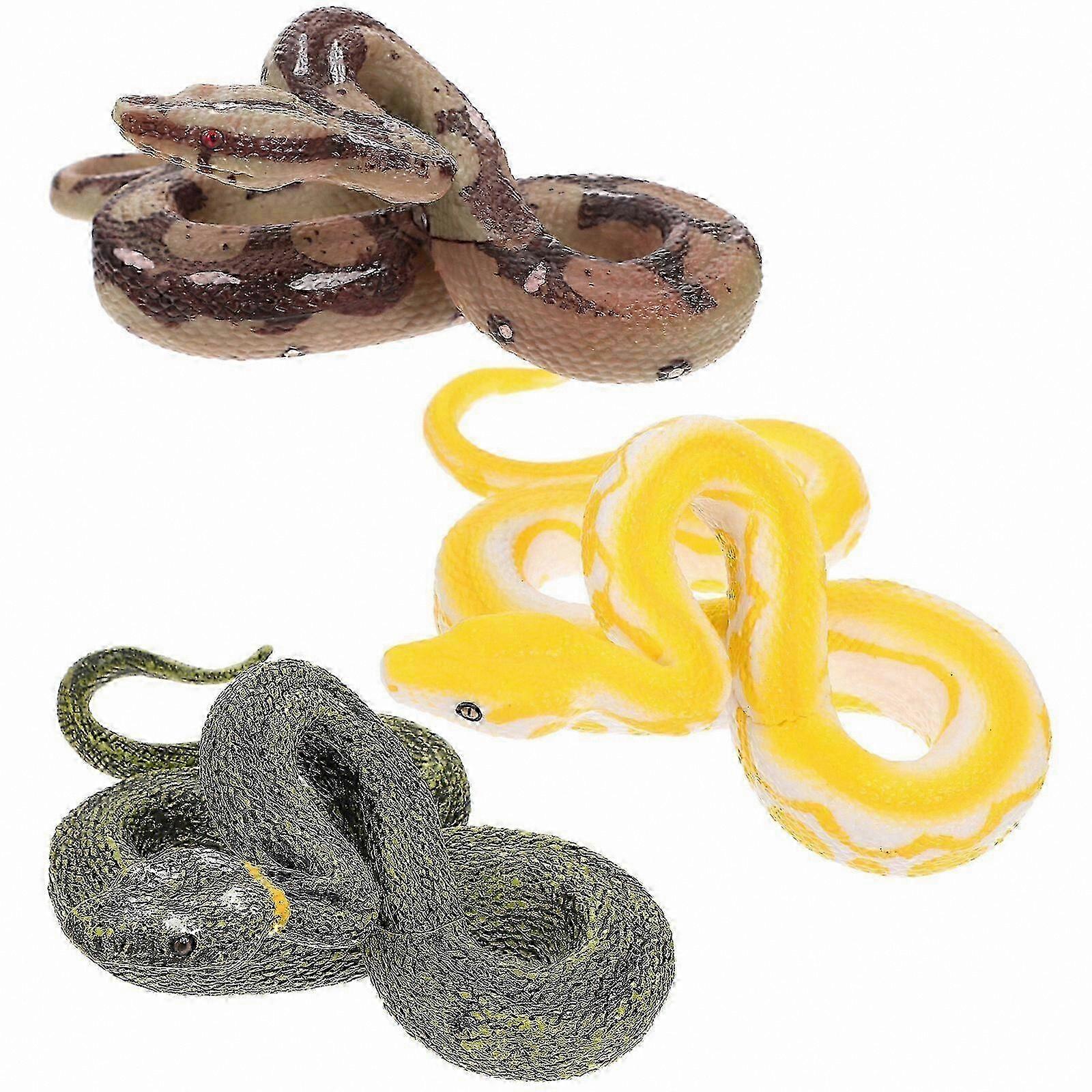 Realistic Snake Decoys for Bird Deterrent - 3 Pack Hyper-Realistic Reptile Props for Pranks and Decor Use