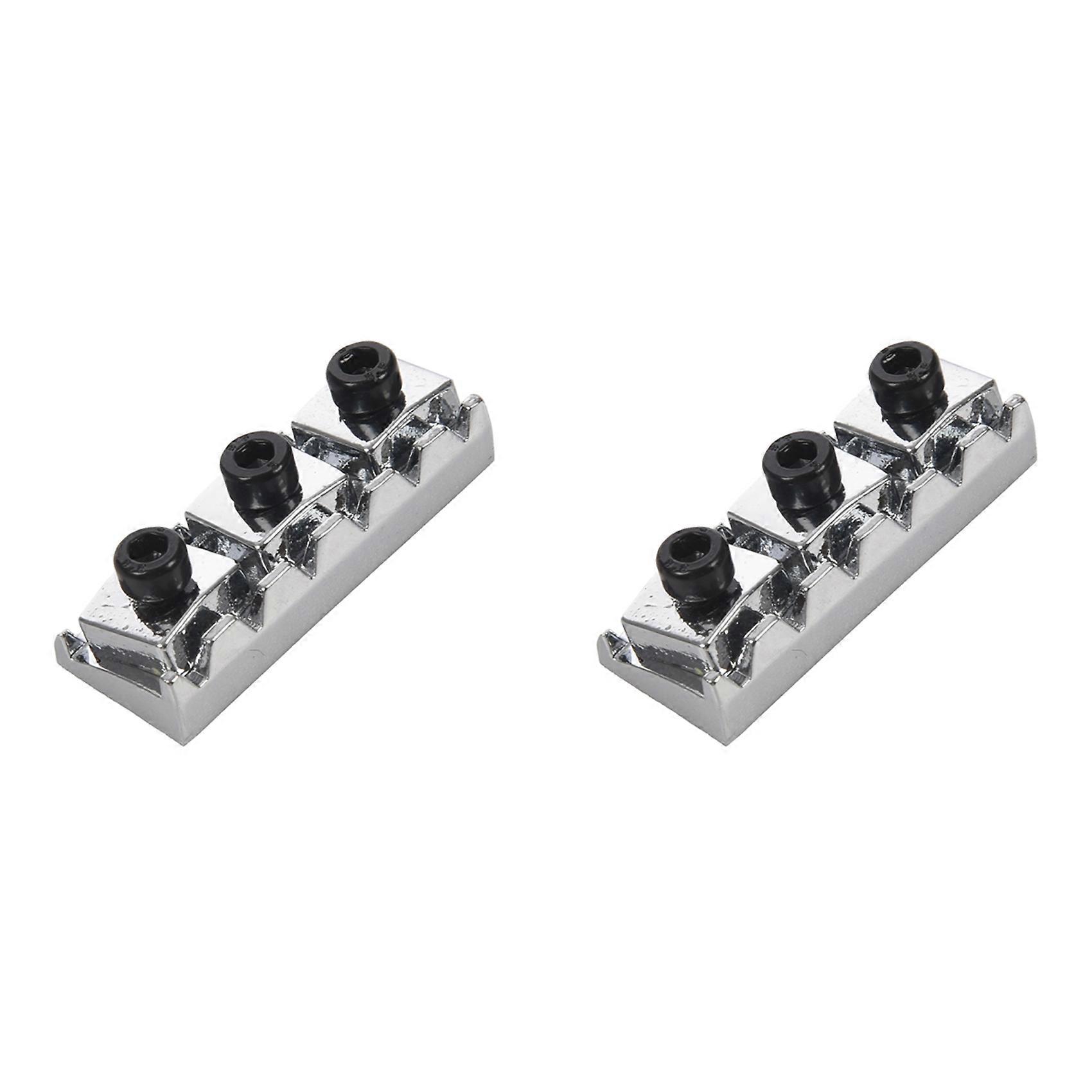 2X Electric Guitar String Locking Nut for Tremolo Bridge 42.2mm Silver