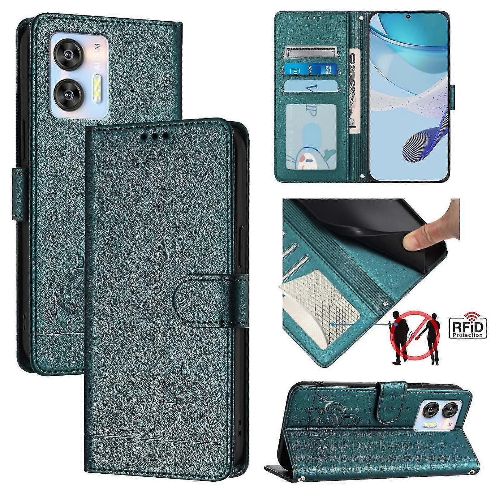 Cat Rat Embossed RFID PU Case For Oukitel C36 / C35 26s