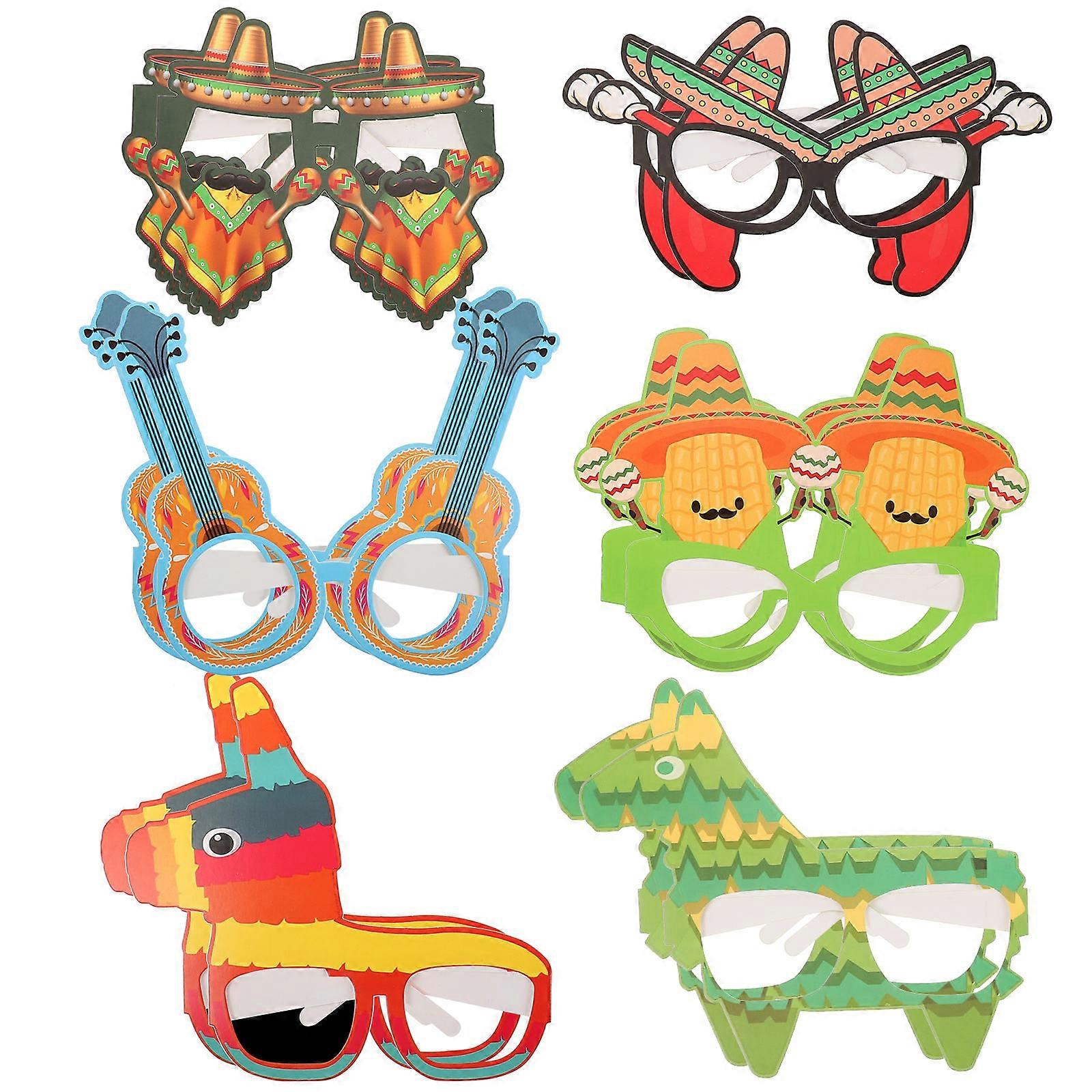 Mexican Theme Fiesta Paper Glasses for Decor 12Pcs Party Frames
