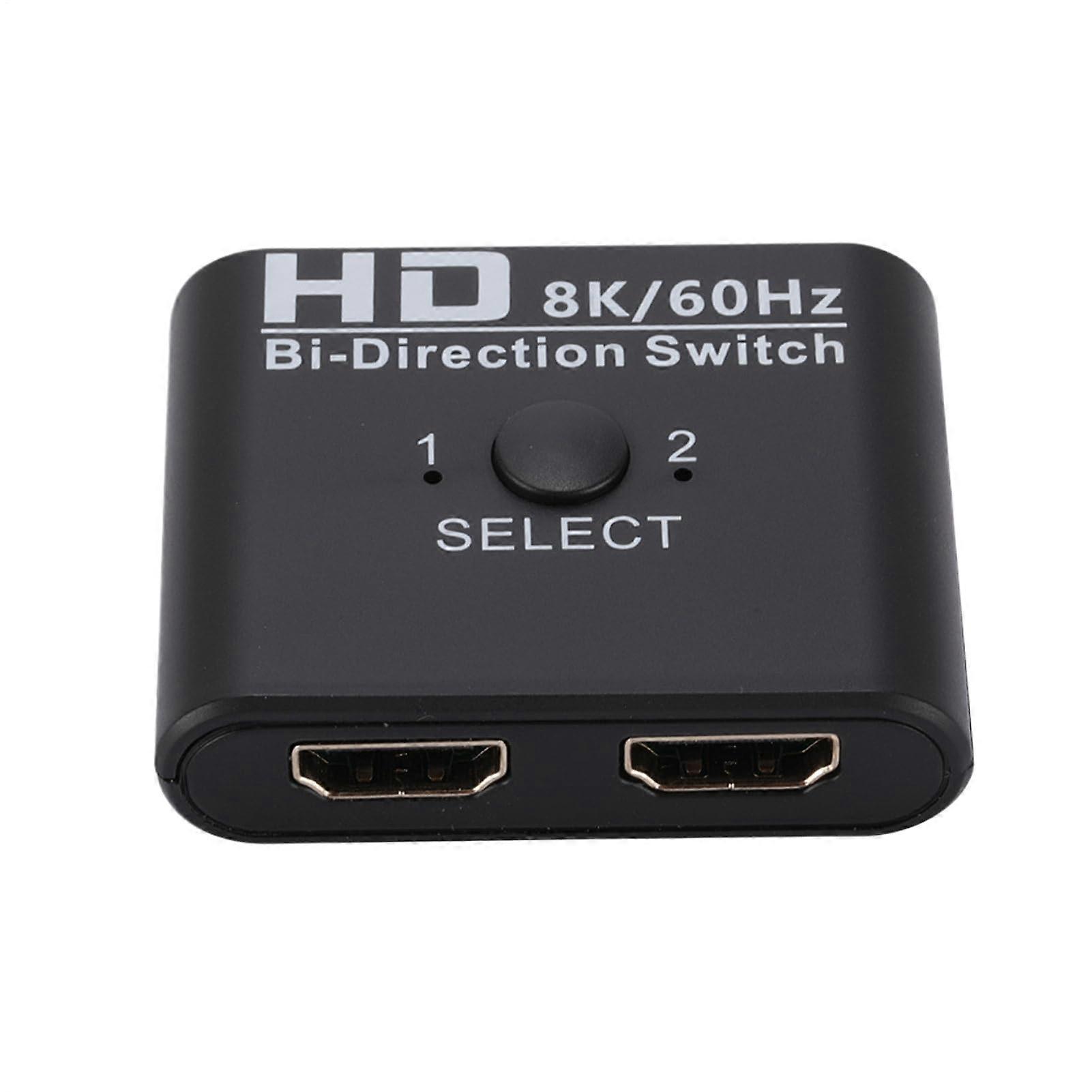 8K HDMI Switch Splitter BiDirectional 2 In 1 Out with Dual Input Output Mode and LED Indicator