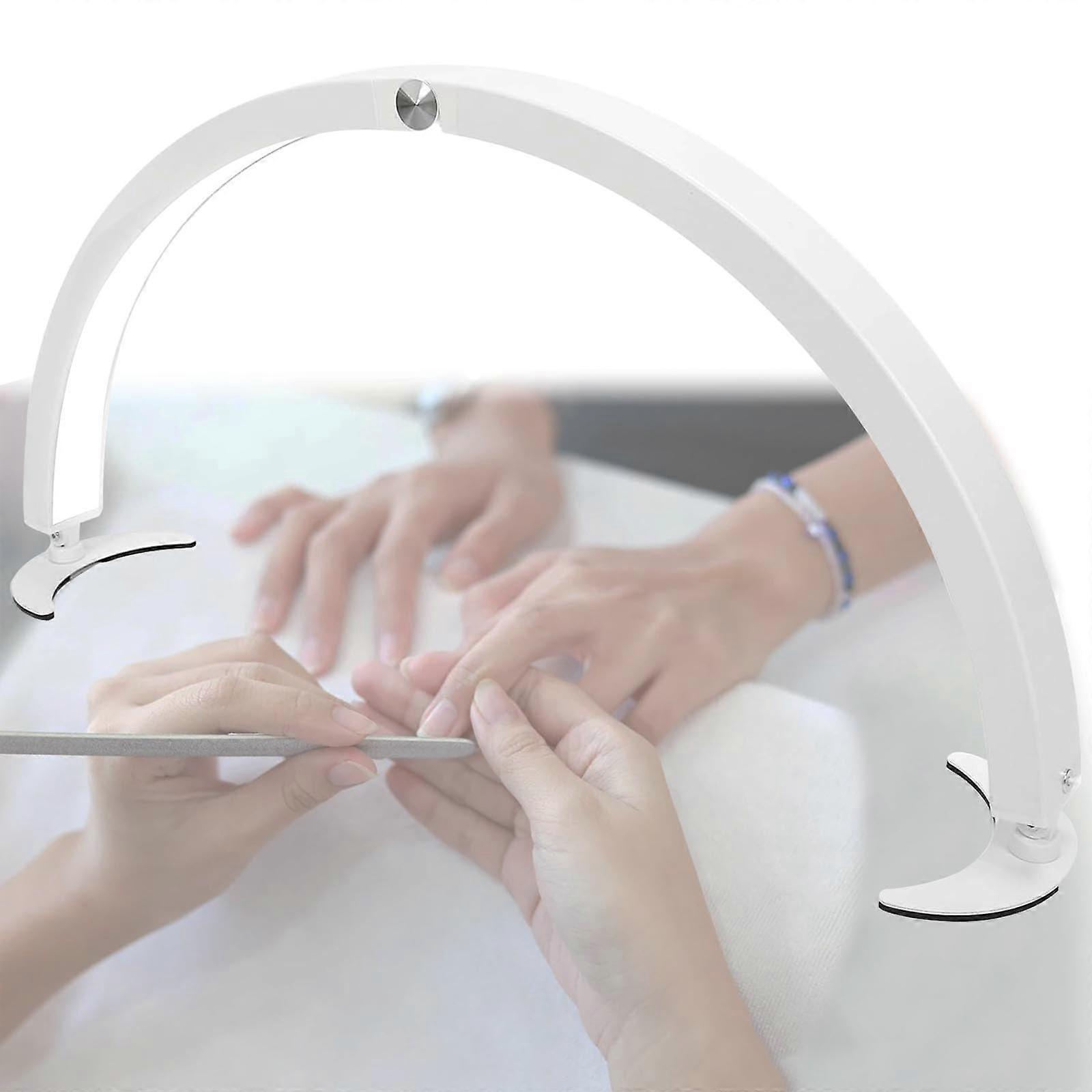 Foldable Half Moon Nail Desk Lamp with Adjustable Brightness for Manicure Table and Nail Technicians (White)