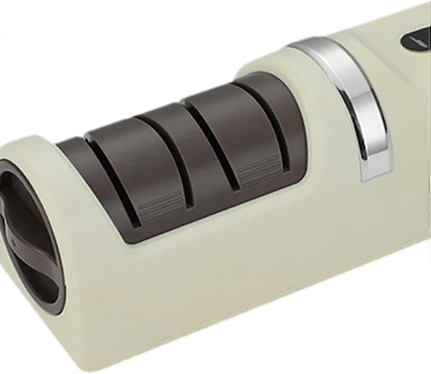 Electric Knife Sharpener with Dual Sharpening for Kitchen and Scissors, White, Home and Restaurant