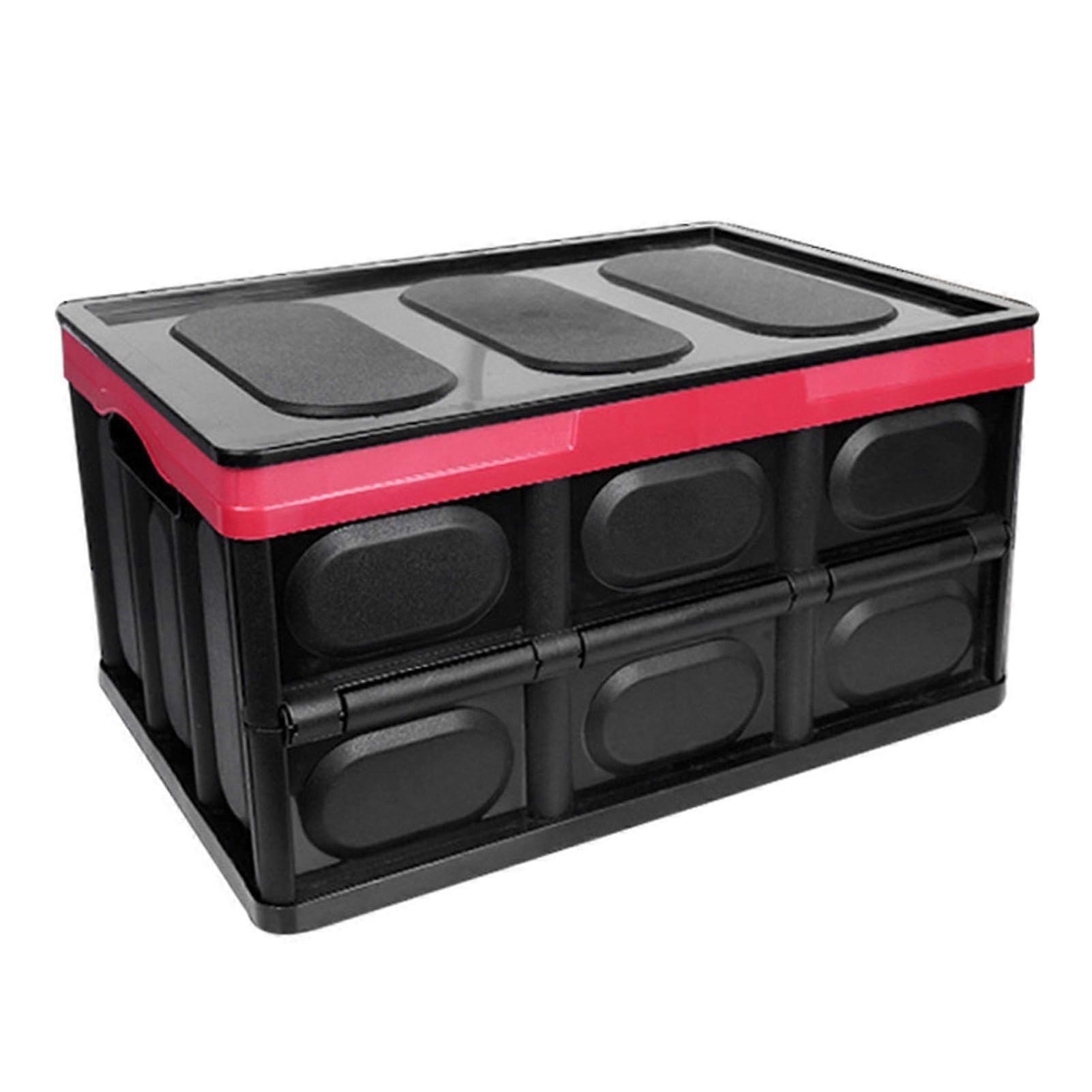 Foldable Car Boot Organizer with Lid, Waterproof Trunk Storage Box 55L with Sturdy Handles