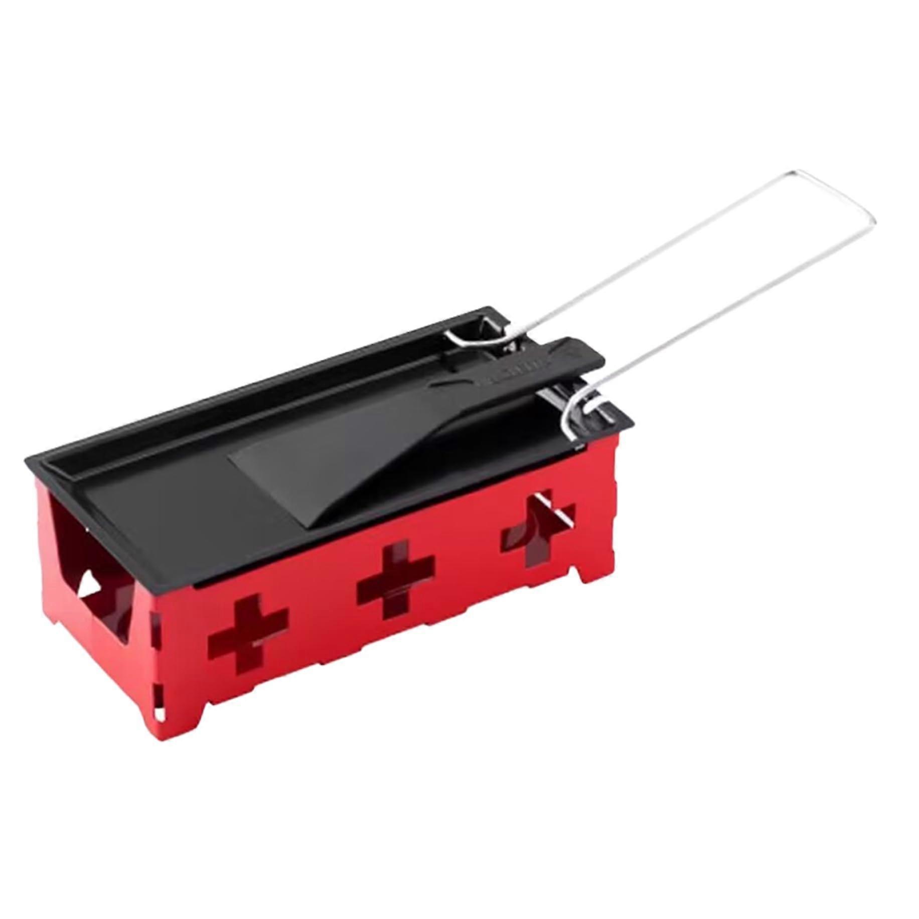 Raclette Grill and Cheese Melter with Non Stick Surface, Folding Handle, Silicone Spatula for Camping