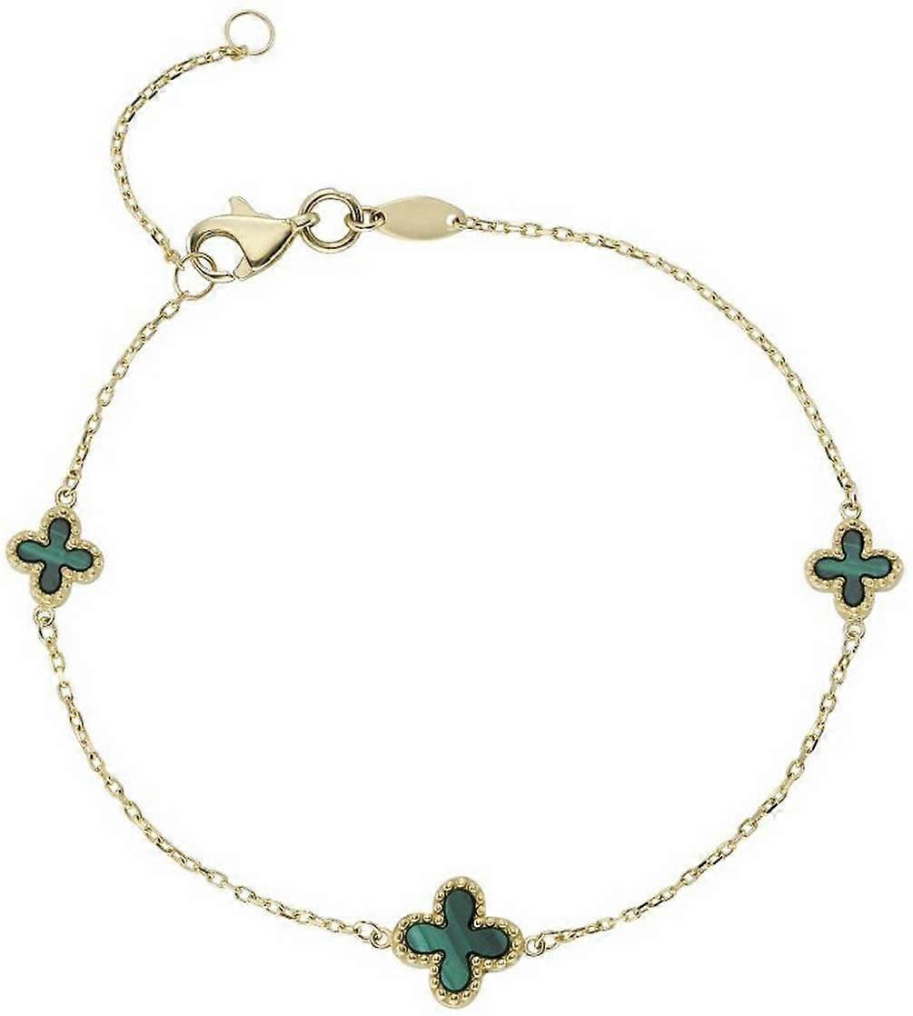 Mark Milton Malachite Cross Bracelet - Yellow Gold/Green