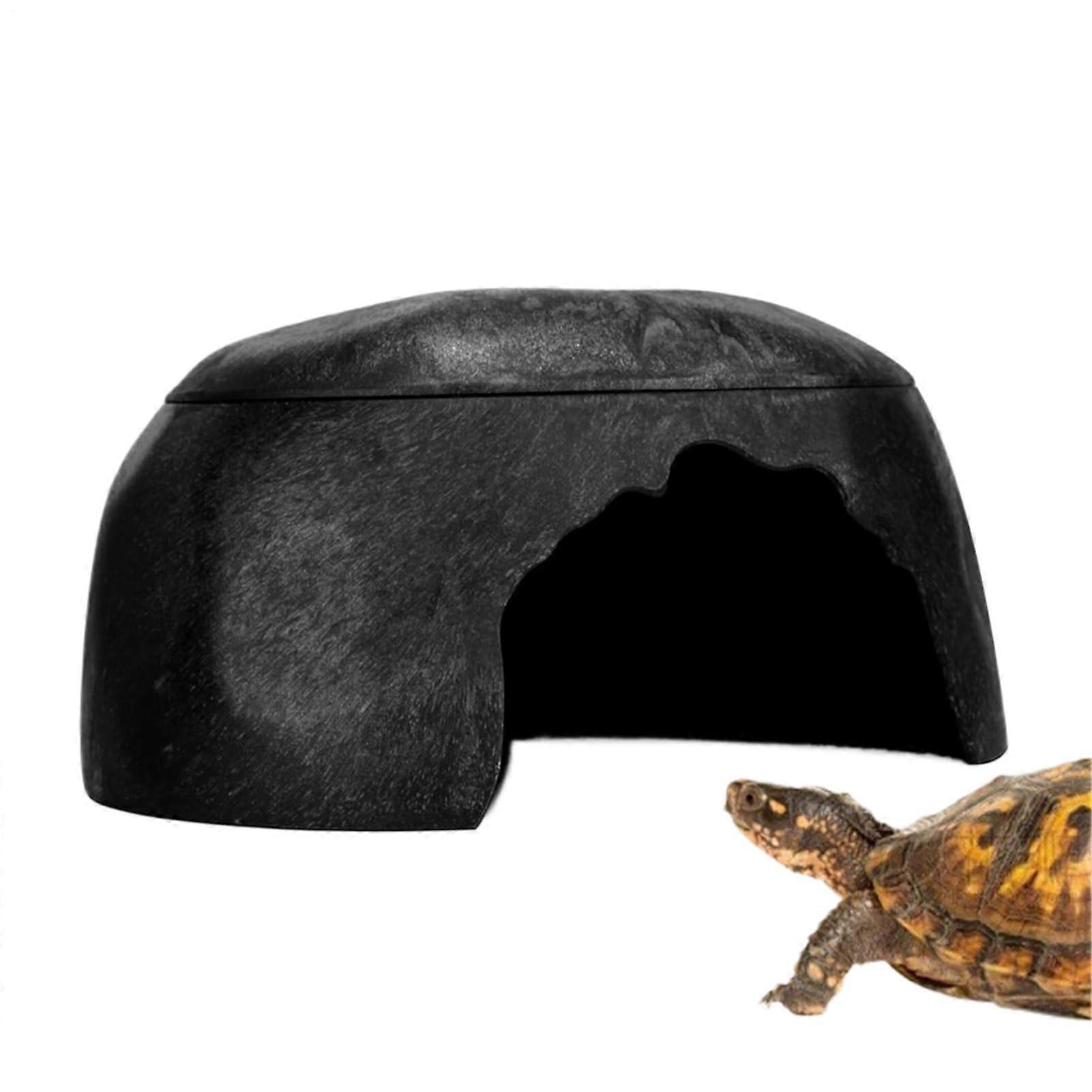Reptile Hide with Deep Hydration and Natural Cave for Gecko Lizard Snake Turtle Frog Black