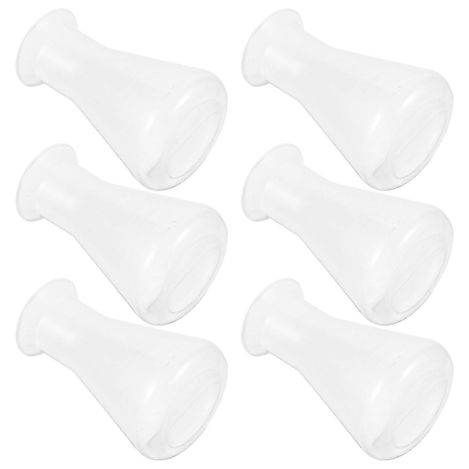 6pcs Laboratory Flasks Erlenmeyer Flasks Plastic Laboratory Erlenmeyer Bottle 100ML