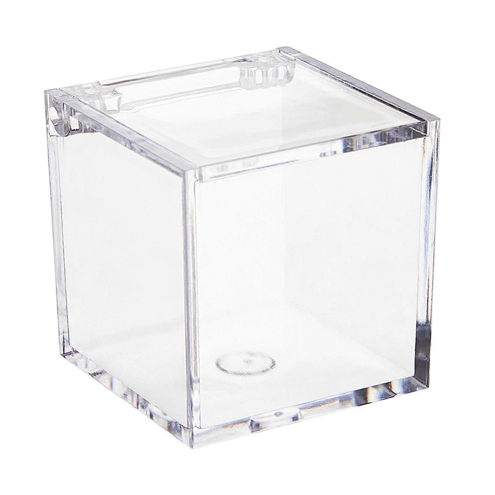 Clear Acrylic Boxes Small Square Cube Containers with Lid Plastic Storage Organizer for Candy Pill