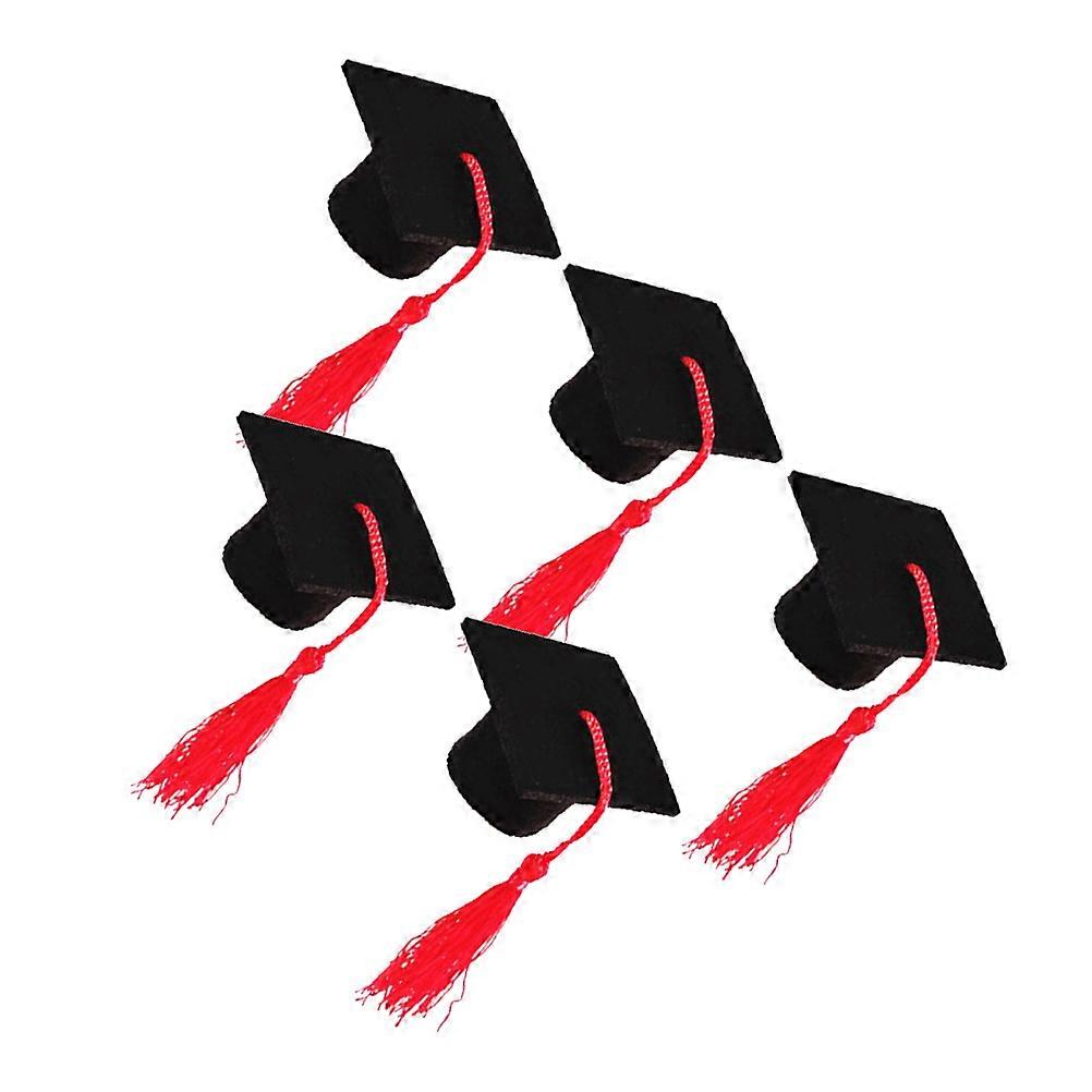 Congrats Grad Cover Mini Doctoral Shape Decoration Festive Touch Red 5Set