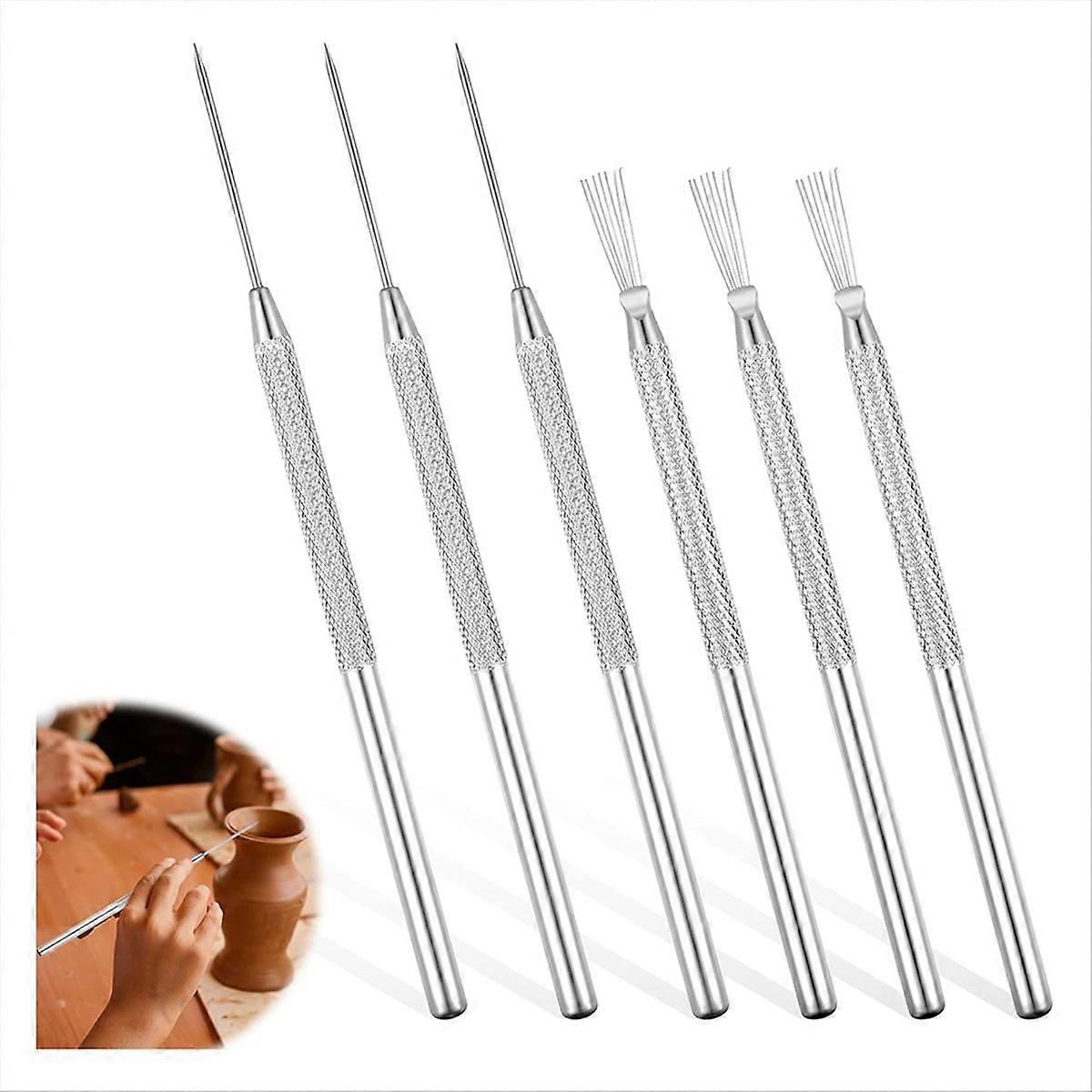 6 Pcs Clay Needle Tools 5.3 Inch Pottery Tools Carving Modeling Kit