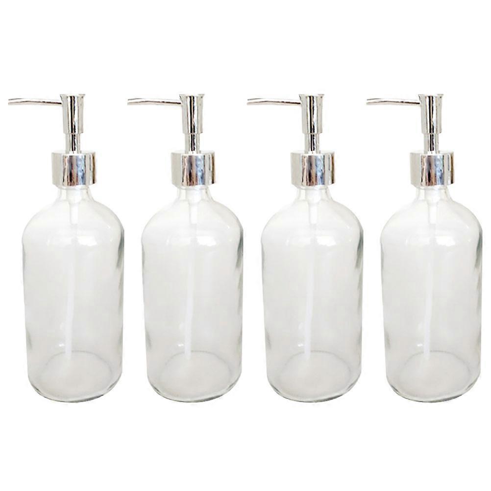 4Pcs Glass Soap Liquid Bottle for Lotion Container White