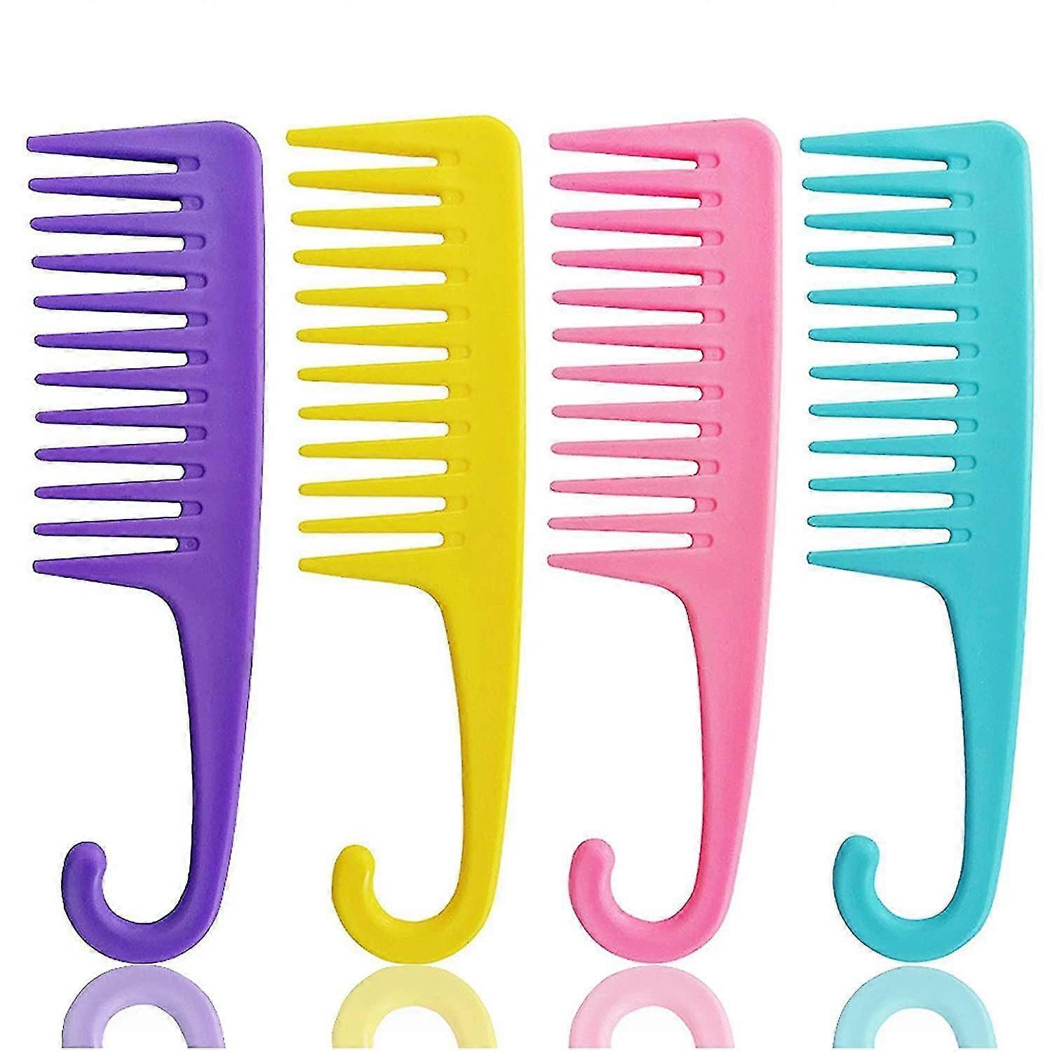 4 Pcs Wide Teeth Combs Shower Comb, Detangler Comb With Hook