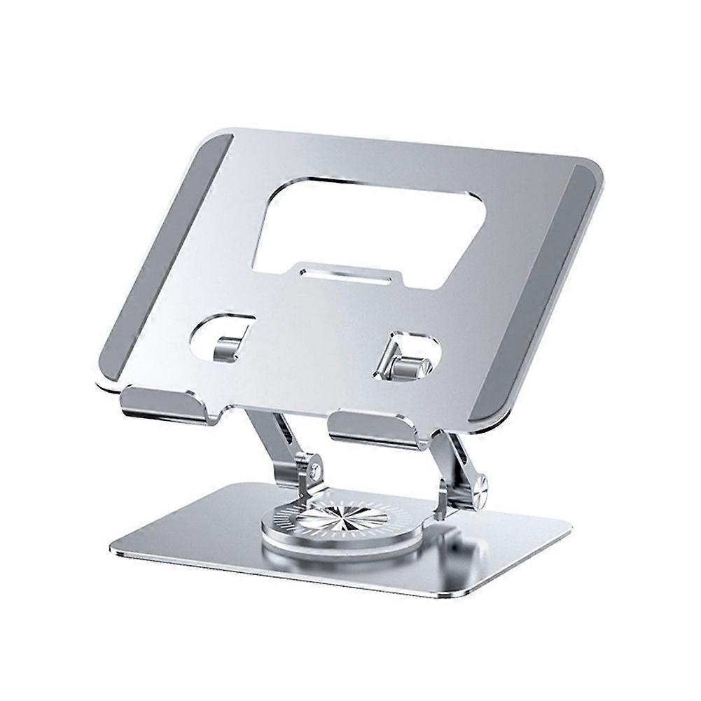 Universal Laptop Stand with 360 Rotating Base, Adjustable Height Multi-Angle, Foldable Mounted Reading Bookshelf Silver