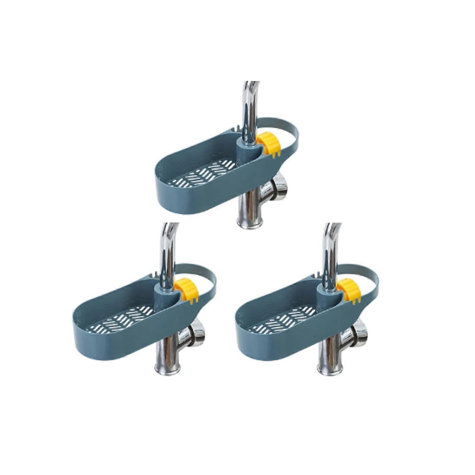 Kitchen Sink Organizer Blue Punch Faucet Storage Rack with Hook Multifunctional SpaceSaving